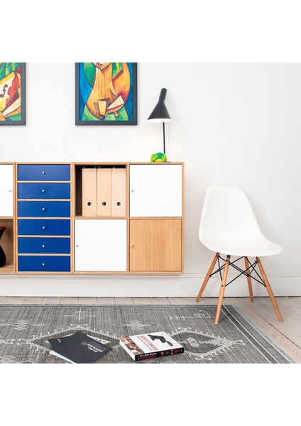 Etnik 2402 Gri Beyaz Hav Toz Vermez Yumuşak Dokulu Iskandinav Tarz Bohem Etnik Desen Ince Halı Kesme Yolluk fiyatları