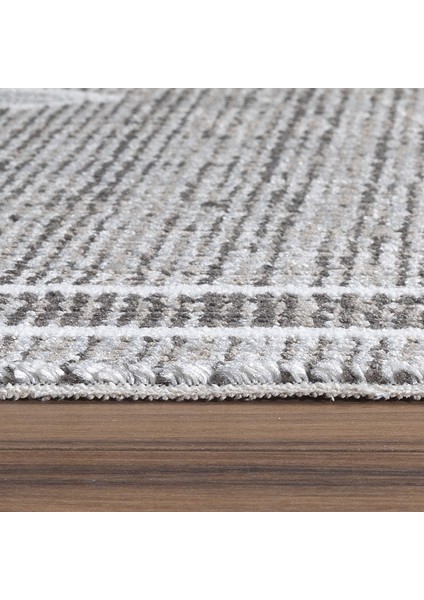 Etnik 2402 Gri Beyaz Hav Toz Vermez Yumuşak Dokulu Iskandinav Tarz Bohem Etnik Desen Ince Halı Kesme Yolluk modelleri