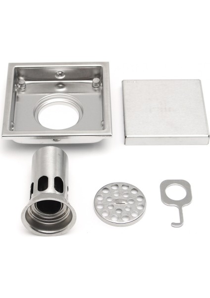 Pratik Kare Paslanmaz Çelik Karo Ekleme Yer Sifonu Duş Atık Izgarası 110MMX110MM (Yurt Dışından)