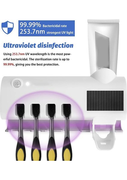 Duvara Monte Diş Fırçası Tutacağı ve Diş Macunu Dispenseri, Uv Diş Fırçası Dezenfeksiyon Fonksiyonu, Güneş Enerjisi Şarj Edilebilir (Yurt Dışından) fırsatları