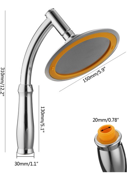 Faydalı Araçlar 6 '' 360 ° Ayarlanabilir Yuvarlak Yağış Püskürtücü Üst Banyo Duş Başlığı Abs Yüksek Basınç (Yurt Dışından)