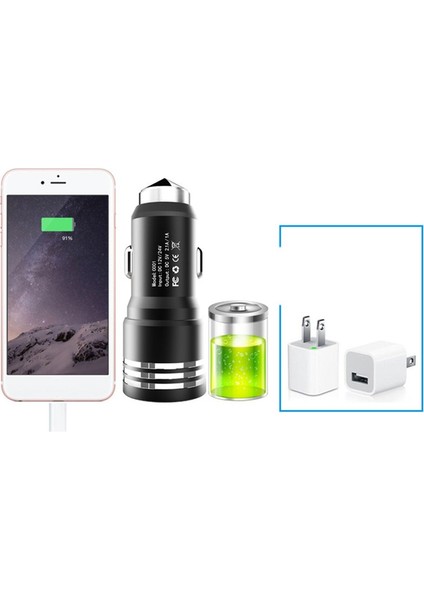 Cep Telefonu Için Çift USB Çıkışlı Araç Şarj Cihazı Güvenlik Çekiç Evrensel - Siyah (Yurt Dışından) indirimleri