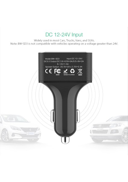 Blitzwolf Bw-Sd3 50W 4 USB Bağlantı Noktası Qc3.0 Hızlı Şarj Araç Şarj Cihazı iPhone Uyumlu x Xr Xs Xiaomi Mi8 Pocophone F1 - Siyah (Siyah) (Yurt Dışından) fırsatları