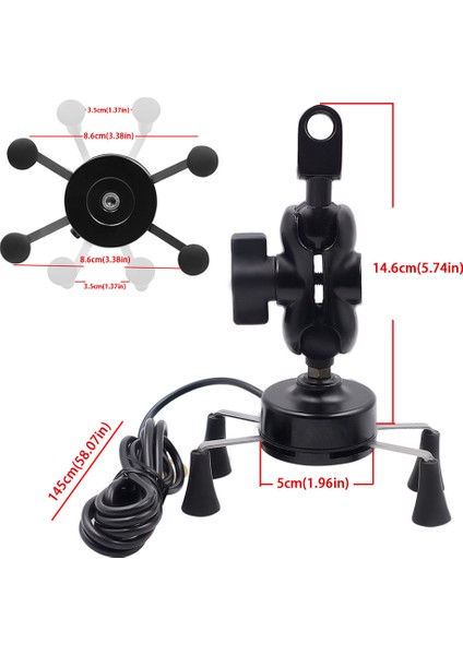 Motosiklet Bisikleti Cep Telefonu Standı Tutucu USB Şarj Soketi ile x Tipi Cep Telefonu Montaj Braketi Anahtarlı (Yurt Dışından) modelleri
