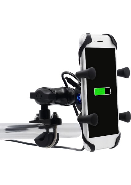 Motosiklet Bisikleti Cep Telefonu Standı Tutucu USB Şarj Soketi ile x Tipi Cep Telefonu Montaj Braketi Anahtarlı (Yurt Dışından) fırsatları