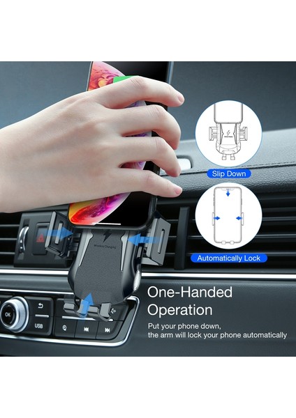 Dokunmaya Duyarlı, Otomatik Sıkma Floveme 10W Hızlı Şarj Kablosuz Araç Şarj Cihazı Montajı Qi Etkin Akıllı Telefonlar Için Evrensel Telefon Tutma Ios / Android (Yurt Dışından)