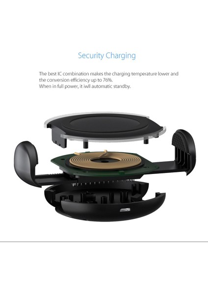 Lissome 【 + Flash Deal】2in1 Qi Kablosuz Araç Şarj Cihazı Hava Firar Pano Montaj LED Tutucu (Yurt Dışından) fırsatları