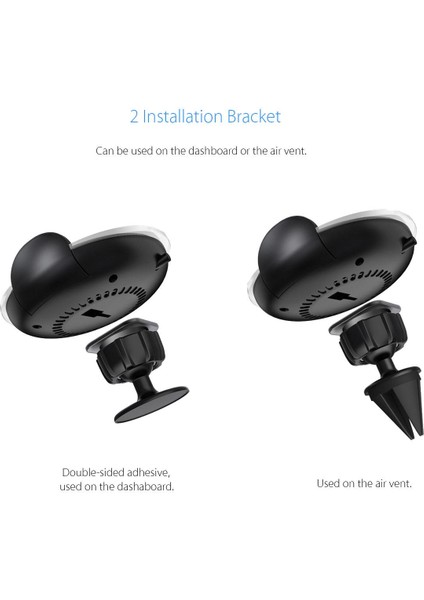 Lissome 【 + Flash Deal】2in1 Qi Kablosuz Araç Şarj Cihazı Hava Firar Pano Montaj LED Tutucu (Yurt Dışından) indirimleri