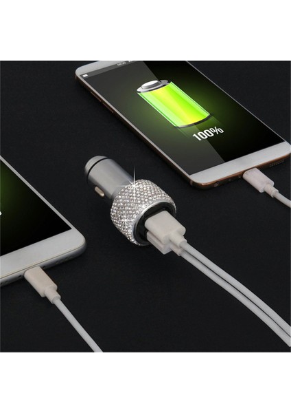 Qc3.0 Çift USB Araç Şarj Cihazı El Yapımı Rhinestones Hızlı Şarj Için Araba Süslemeleri IPhone Xs Max (Yurt Dışından) fiyatları