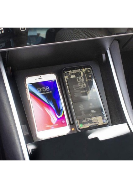 Tesla Model 3 Için Qi Kablosuz Hızlı Şarj Araba Pad Mat Çift Hızlı Şarj Fit (Yurt Dışından)