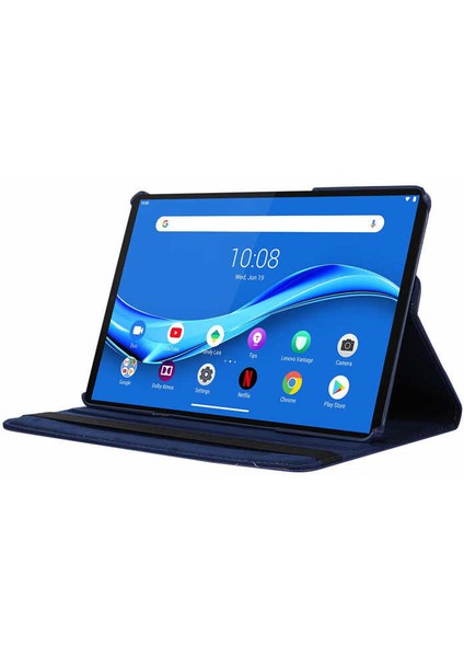 Lenovo M10 TB-X505F Tablet Kılıfı 360 Derece Dönebilen Stand Olabilen Tam Koruyan Kılıf Koyu Pembe