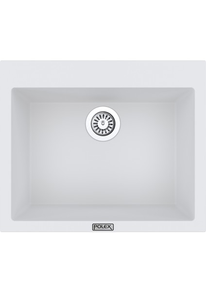 Cristalüx Granit Evye P-X60 Beyaz Tezgah Altı Ve Tezgah Üstü Kare Mutfak Evyesi 60x50cm