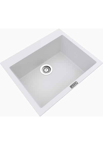 Cristalüx Granit Evye P-X60 Beyaz Tezgah Altı Ve Tezgah Üstü Kare Mutfak Evyesi 60x50cm fiyatları