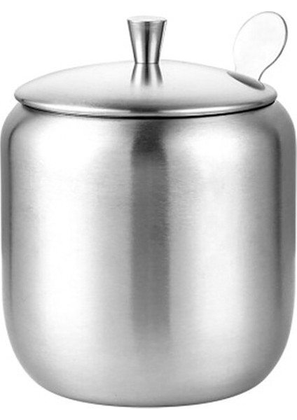 Dayanıklı Paslanmaz Çelik Şeker Kase Ev Çeşni Pot Mutfak Baharat Konteyner Kapak Kaşıkla Küçük Kaşık Kavanoz Gümüş | Şeker Ve Krema Tencere (Yurt Dışından)