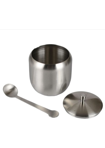 Dayanıklı Paslanmaz Çelik Şeker Kase Ev Çeşni Pot Mutfak Baharat Konteyner Kapak Kaşıkla Küçük Kaşık Kavanoz Gümüş | Şeker Ve Krema Tencere (Yurt Dışından) fiyatları