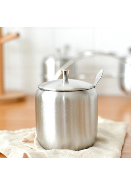 Dayanıklı Paslanmaz Çelik Şeker Kase Ev Çeşni Pot Mutfak Baharat Konteyner Kapak Kaşıkla Küçük Kaşık Kavanoz Gümüş | Şeker Ve Krema Tencere (Yurt Dışından) modelleri