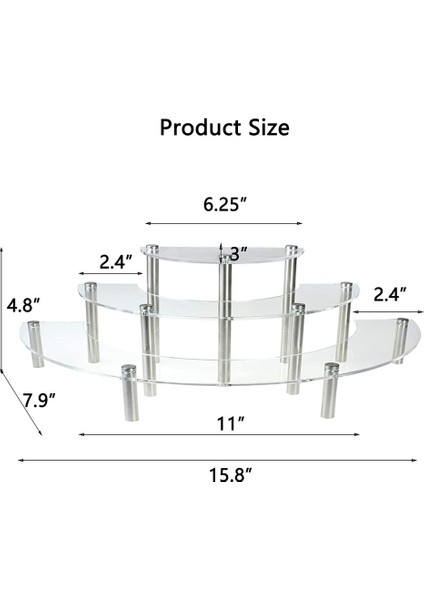 2 Adet 3 Katlı Akrilik Kek Teşhir Standı Şeffaf (Yurt Dışından)