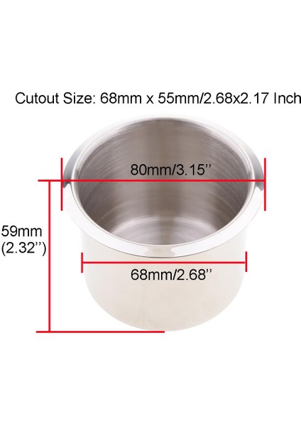 68 mm Paslanmaz Çelik Tekne Rv Camper Fincan Içecek Tutucu 68X55 mm Temizlemek Kolay (Yurt Dışından)