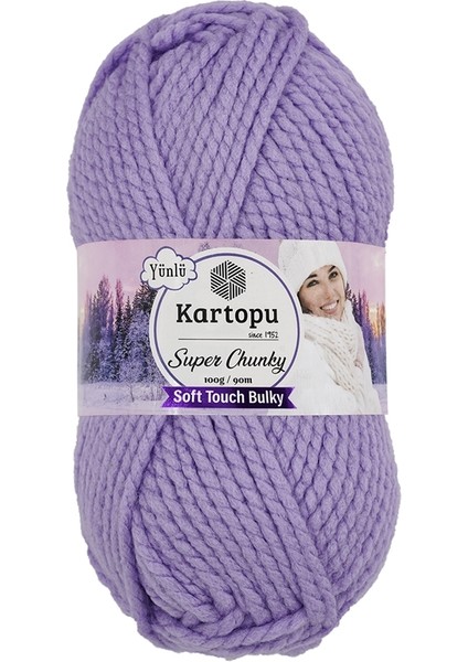 Super Chunky K722 Lila Kalın Kışlık Yünlü El Örgü Ipliği 100 gr
