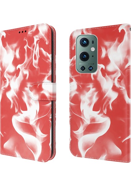 Oneplus 9 Pro Için Deri Kılıf - Kırmızı (Yurt Dışından)