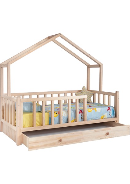 Doğal Ladin Çocuk Odası, Adal Montessori Çocuk Odası Takımı - Yavrulu Karyola, Dolap DR-205, Şifonyer PK-101