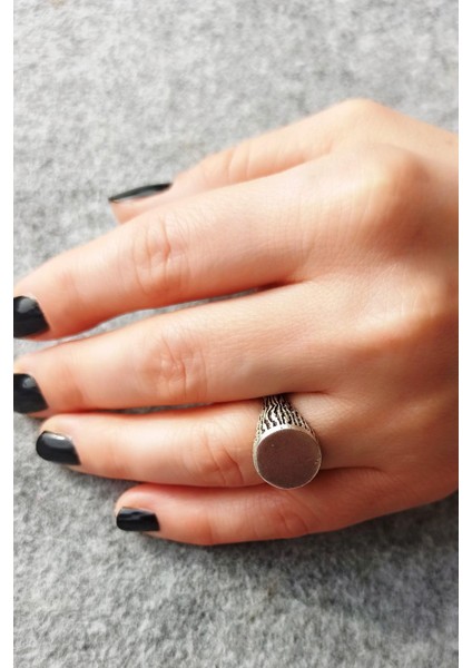 Antik Gümüş Kaplama Oval Şekilli El Yapımı Ayarlanabilir Unisex Yüzük modelleri