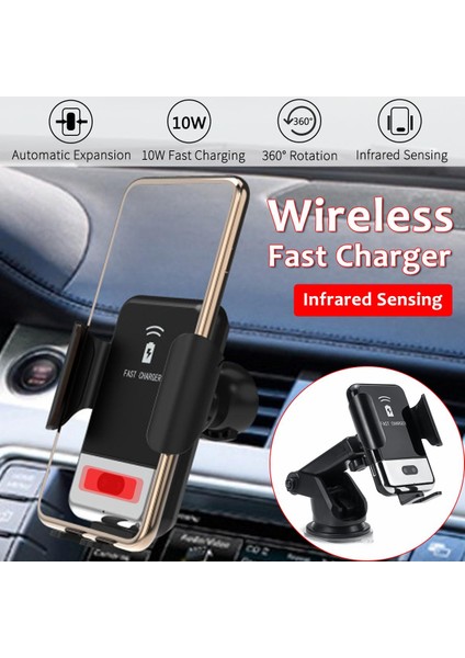 2 In 1 Araba Qı Kablosuz Şarj Telefon Tutucu Montaj Kızılötesi Otomatik Sıkma Abd(Yurt Dışından)