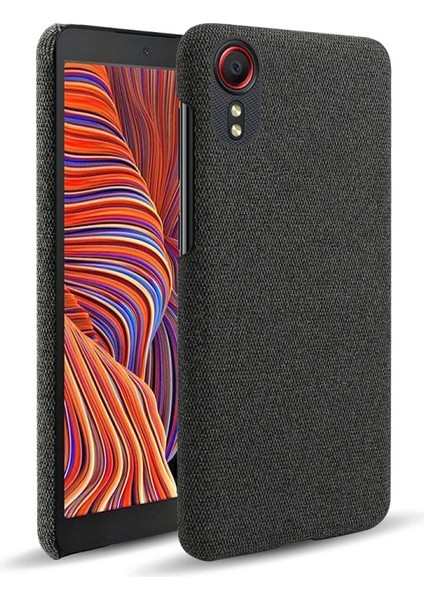 Galaxy Xcover 5 Kumaş Kaplı Plastik Arkalı Telefon Kılıfı - Siyah (Yurt Dışından)
