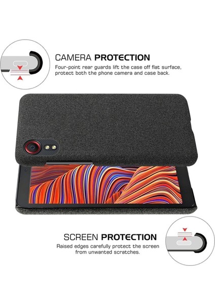 Galaxy Xcover 5 Kumaş Kaplı Plastik Arkalı Telefon Kılıfı - Siyah (Yurt Dışından) fiyatları