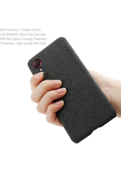 Galaxy Xcover 5 Kumaş Kaplı Plastik Arkalı Telefon Kılıfı - Siyah (Yurt Dışından) fırsatları