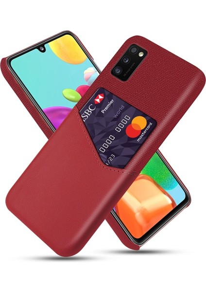 Galaxy A41 Için Pu Deri Kaplamalı Pc Kart Yuvalı Telefon Kılıfı - Kırmızı (Yurt Dışından)
