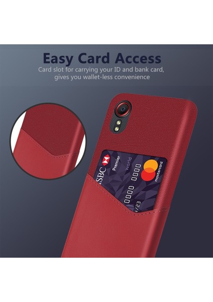 Galaxy Xcover 5 Bez + Deri + Pc Kart Yuvalı Telefon Kılıfı - Kırmızı (Yurt Dışından) fiyatları