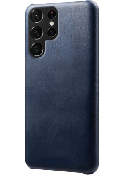 Galaxy S22 Ultra 5g Çizilmeye Dayanıklı Pu Deri Kaplamalı Pc Telefon Kılıfı - Mavi (Yurt Dışından)