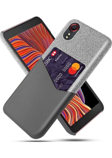 Galaxy Xcover 5 Bez + Deri + Pc Kart Yuvalı Telefon Kılıfı - Gri (Yurt Dışından)