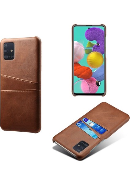 Galaxy A51 Için Çift Kart Yuvalı Pu Deri Kaplamalı Pc Telefon Kılıfı - Kahverengi (Yurt Dışından) fırsatları