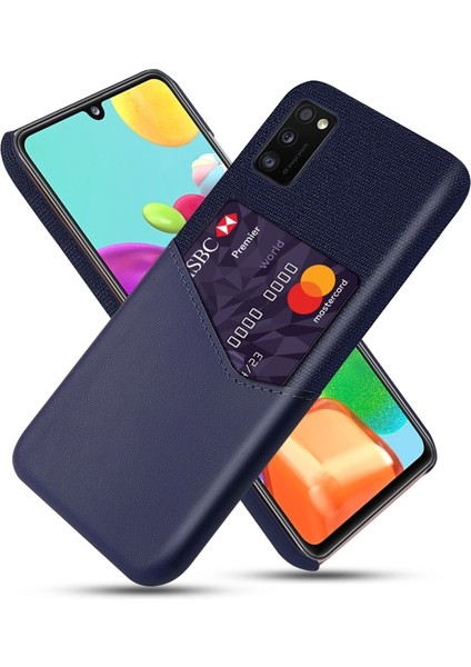 Galaxy A41 Için Pu Deri Kaplamalı Pc Kart Yuvalı Telefon Kılıfı - Mavi (Yurt Dışından)