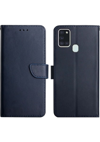 Samsung Galaxy A21S Için Deri Telefon Kılıfı - Mavi (Yurt Dışından)