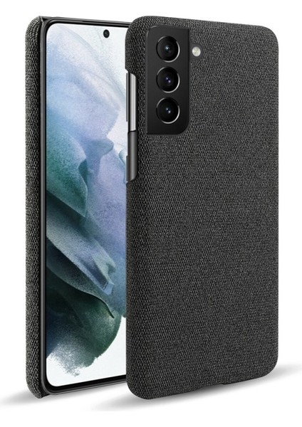Galaxy S21 Fe Ksq Sert Plastik Kapaklı Kumaş Kaplamalı Telefon Kılıfı - Siyah (Yurt Dışından)
