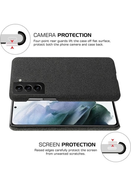 Galaxy S21 Fe Ksq Sert Plastik Kapaklı Kumaş Kaplamalı Telefon Kılıfı - Siyah (Yurt Dışından) modelleri