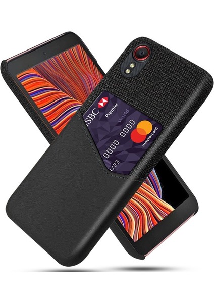 Galaxy Xcover 5 Bez + Deri + Pc Kart Yuvalı Telefon Kılıfı - Siyah (Yurt Dışından)