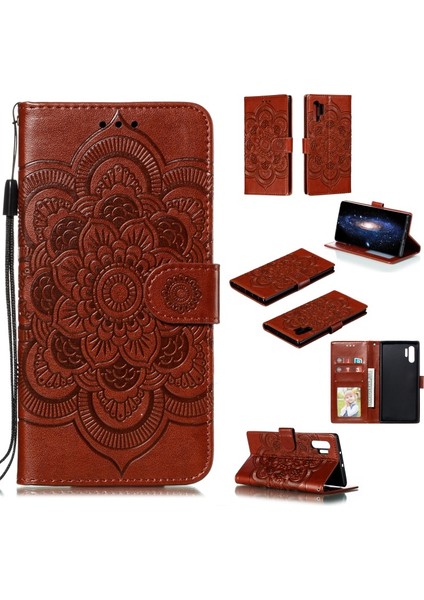 Samsung Galaxy Note 10 Plus Için Mandala Çiçek Desen Baskılı Deri Telefon Kılıfı(Yurt Dışından)