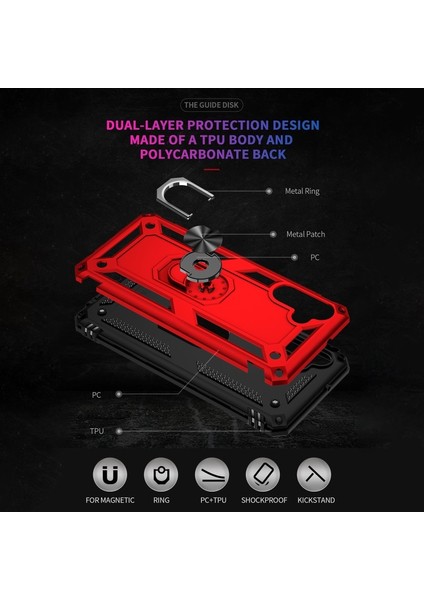 Samsung Galaxy A13 5g Için Çift Katmanlı Tpu Telefon Kılıfı - Kırmızı (Yurt Dışından) modelleri