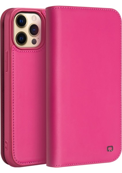 Qıalıno Apple iPhone 13 Pro Için Deri Standlı Cüzdan Tasarımlı Telefon Kılıfı - Rose (Yurt Dışından)