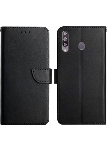 Samsung Galaxy A20S Için Darbeye Karşı Korumalı Deri Koruyucu Kılıf - Siyah (Yurt Dışından)
