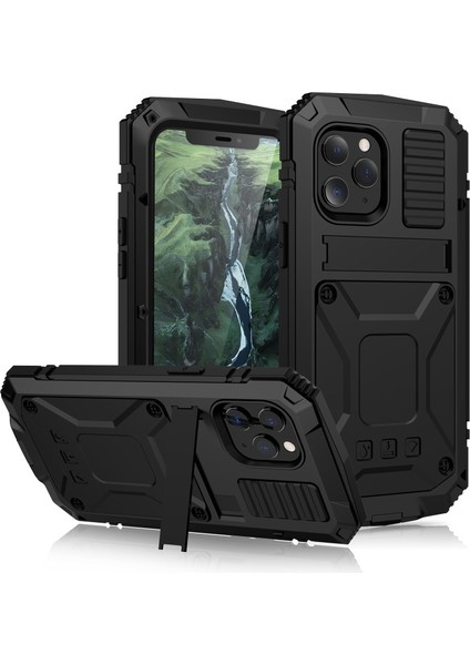 Apple iPhone 12 Pro Max Için Darbeye Dayanıklı Toz Su Geçirmez 360° Koruyucu Kılıf - Siyah (Yurt Dışından)