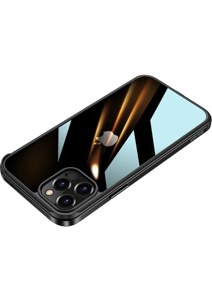 Apple iPhone 12 Pro Max Için Metal Çerçeveli Tpu Telefon Kılıfı - Siyah (Yurt Dışından)