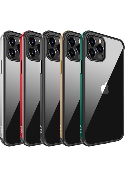 Apple iPhone 12 Pro Max Için Metal Çerçeveli Tpu Telefon Kılıfı - Siyah (Yurt Dışından)