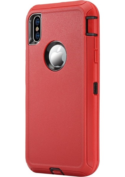 Apple iPhone Xs Max Uyumlu Silikon Çerçeveli Hibrit Telefon Kılıfı - Kırmızı / Siyah (Yurt Dışından)