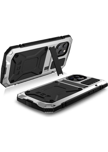 Apple iPhone 12 Pro Max Için Darbeye Dayanıklı Toz Su Geçirmez 360° Koruyucu Kılıf - Gümüş (Yurt Dışından)