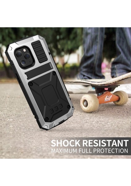 Apple iPhone 12 Pro Max Için Darbeye Dayanıklı Toz Su Geçirmez 360° Koruyucu Kılıf - Gümüş (Yurt Dışından)